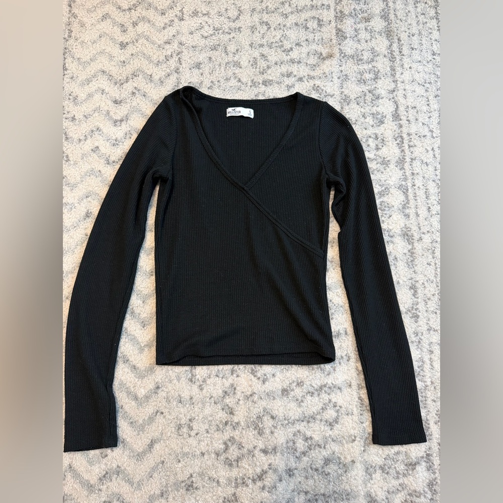 Hollister Black Ribbed Long Sleeve Top